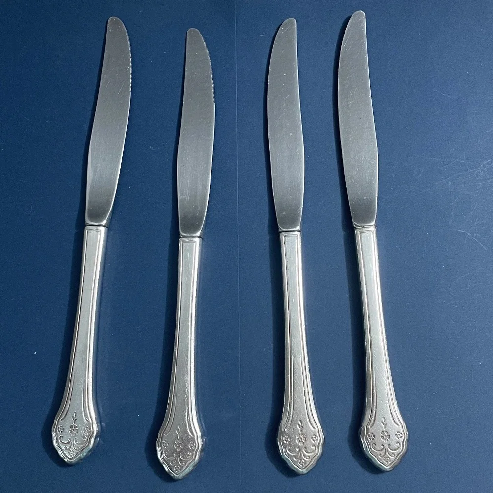 Vintage Oneida Profile Flatware Lakewood Pattern 4 Dinner Knives Stainless